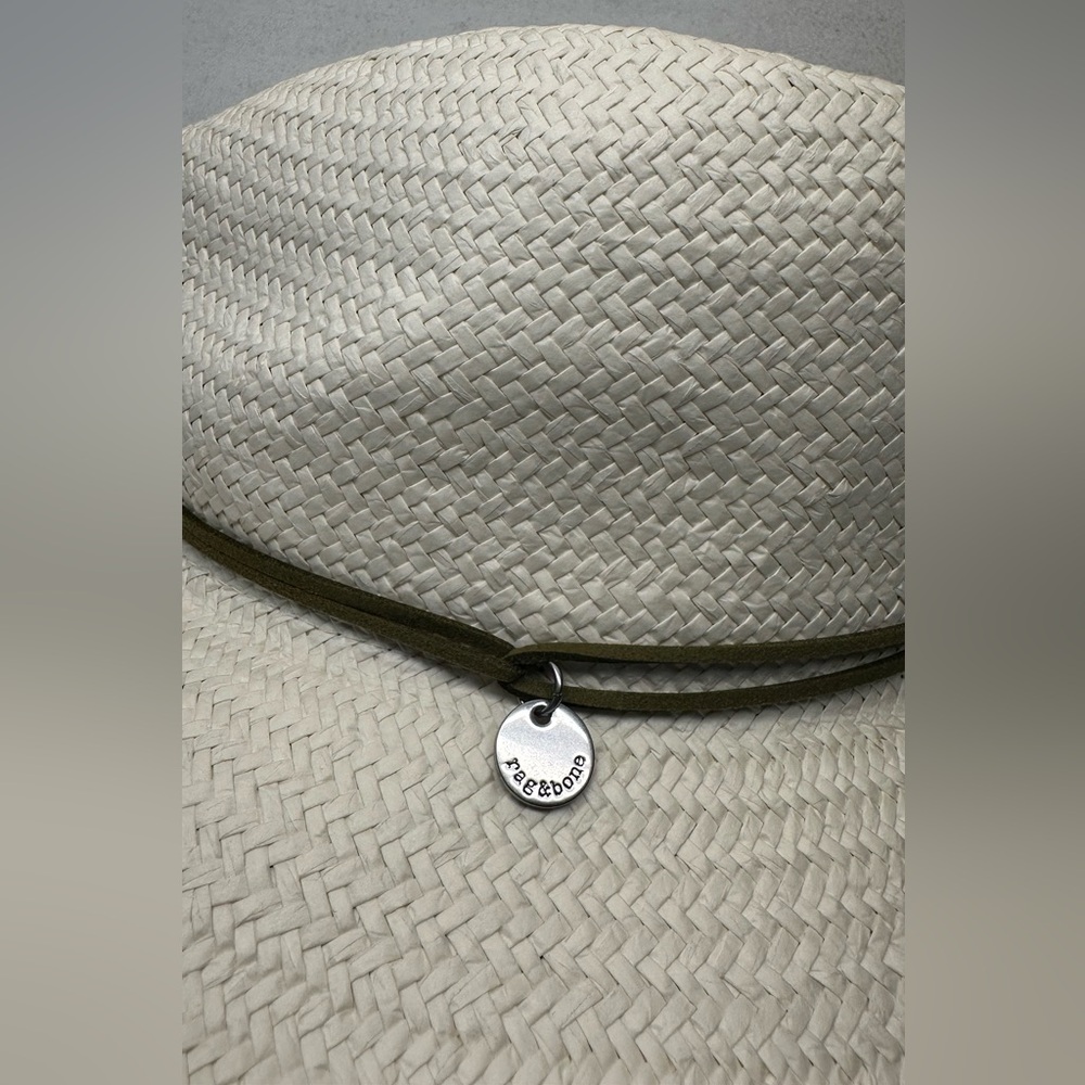 rag & bone White Straw Fedora with Brown Band - Picture 6 of 9
